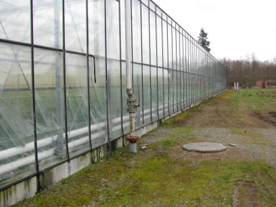 image of Topgro Greenhouse in Langley, showing the entry pipe for landfill gas
